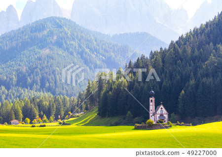 Saint Johann church at the Dolomites alps Saint Johann church at the Dolomites alps 49227000