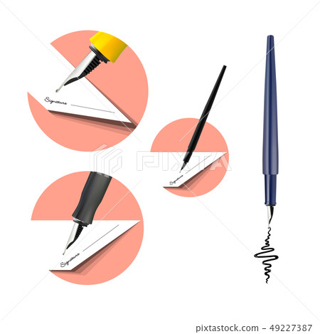 Four pens to write signature,Vecotr detailed pens - Stock Illustration ...