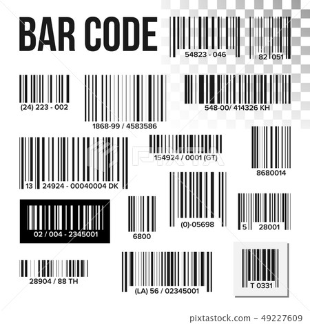 Bar Code Set Vector. Price Scan. Product Label. Information UPC Scanner. Digital Reader 49227609