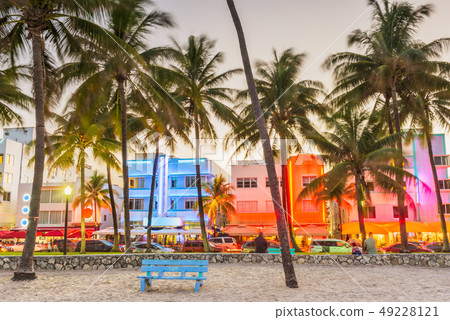 Miami Beach, Florida, USA on Ocean Drive. Miami Beach, Florida, USA on Ocean Drive. 49228121