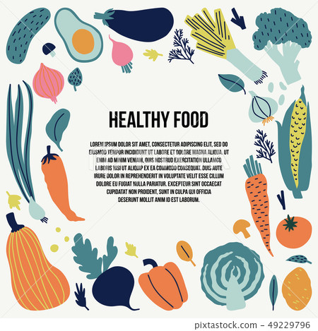 Vegetarian eating card. Vector clipart. 49229796