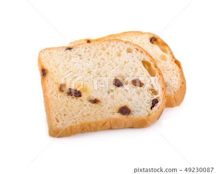 sliced bread with raisin on white background sliced bread with raisin on white background 49230087