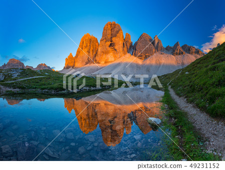 Beautiful sunset at Tre Cime, Dolomite, Italy 49231152