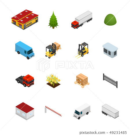 Warehouse Icon Set 3d Isometric View. Vector Warehouse Icon Set 3d Isometric View. Vector 49231485