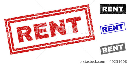 Grunge RENT Scratched Rectangle Stamp Seals Grunge RENT Scratched Rectangle Stamp Seals 49231608