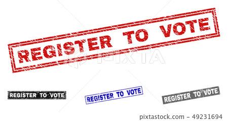 Grunge REGISTER TO VOTE Scratched Rectangle Stamps Grunge REGISTER TO VOTE Scratched Rectangle Stamps 49231694