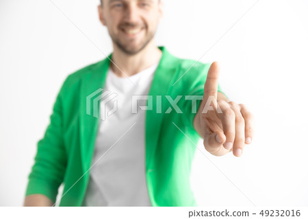 Businessman hand touching empty virtual screen 49232016