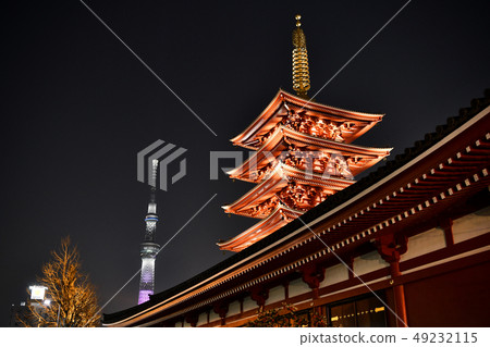 日本的東京都市風景顯示東京天空樹(東京2020 ... 500天以後!...)和淺草寺 日本的東京都市風景顯示東京天空樹(東京2020 ... 500天以後!...)和淺草寺 49232115