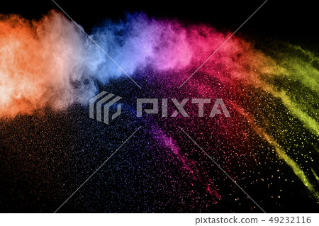 Color powder explosion cloud on black background. Color powder explosion cloud on black background. 49232116
