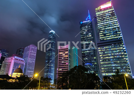 香港中環（中環）高層建築夜景多雲 49232260