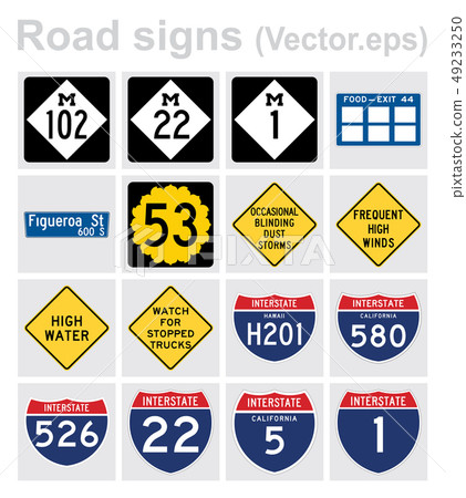 Traffic sign road concept design set. Illustration 49233250