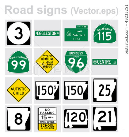 Traffic sign road concept design set. Illustration 49233251