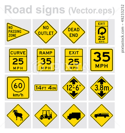 Traffic sign road concept design set. Illustration Traffic sign road concept design set. Illustration 49233252