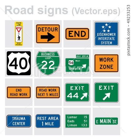 Traffic sign road concept design set. Illustration - Stock Illustration ...