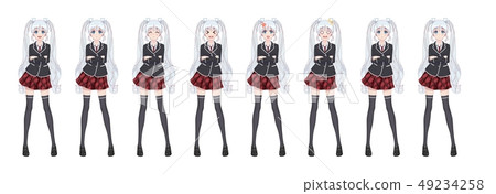 Anime manga student girl in blazer and red skirt 49234258