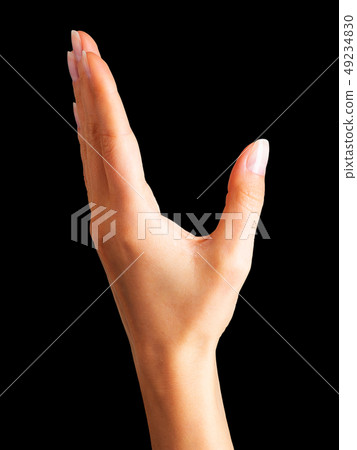 Woman hand showing picking up pose or holding 49234830