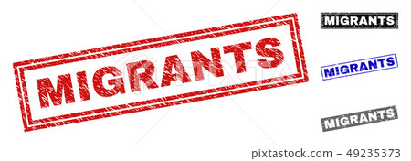 Grunge MIGRANTS Scratched Rectangle Watermarks Grunge MIGRANTS Scratched Rectangle Watermarks 49235373