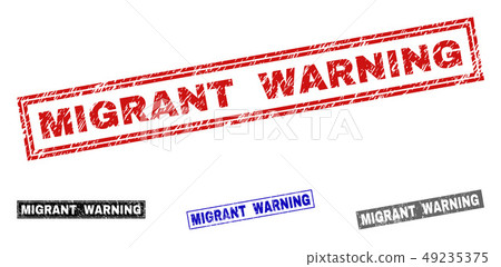 Grunge MIGRANT WARNING Textured Rectangle Watermarks Grunge MIGRANT WARNING Textured Rectangle Watermarks 49235375