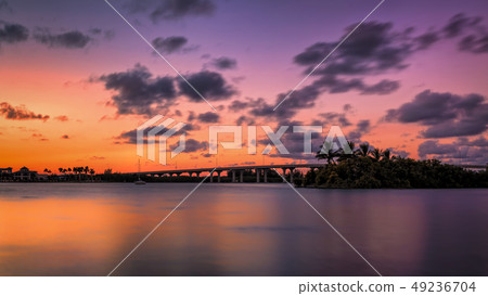 A Florida Bridge and a Colorful Sunset A Florida Bridge and a Colorful Sunset 49236704