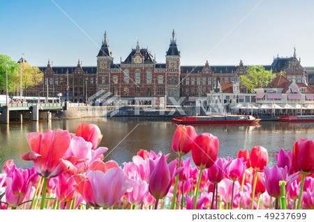 cityscape of Amsterdam at night 49237699