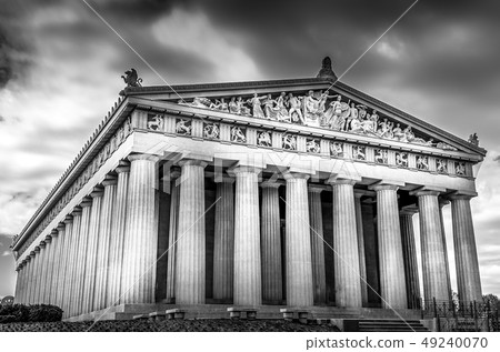 Black and White Parthenon building 49240070