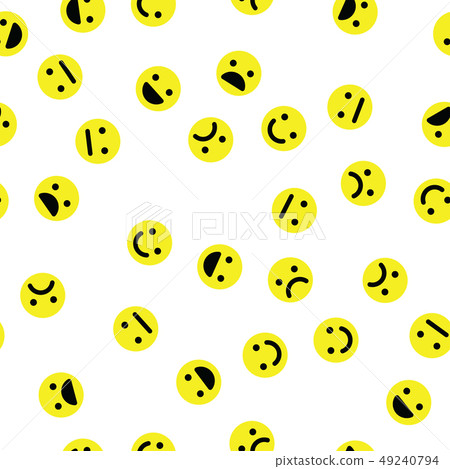 Emoji seamless pattern background. Simple yellow emoticons. Vector illustration 49240794