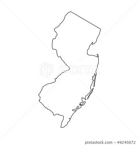 New Jersey, state of USA - solid black outline map of country area. Simple flat vector illustration 49240872