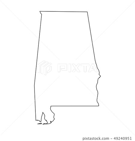 Alabama, state of USA - solid black outline map of country area. Simple flat vector illustration 49240951