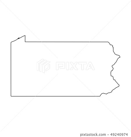 Pennsylvania, state of USA - solid black outline map of country area. Simple flat vector 49240974