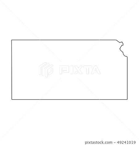 Kansas, state of USA - solid black outline map of country area. Simple flat vector illustration 49241019