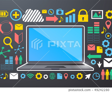 Illustration of flat design personal computer and image of cloud server and the Internet Illustration of flat design personal computer and image of cloud server and the Internet 49242280