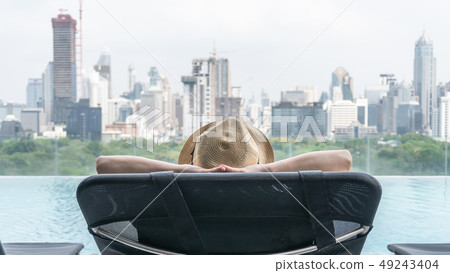 Hotel stay relaxation of woman take it easy rest 49243404