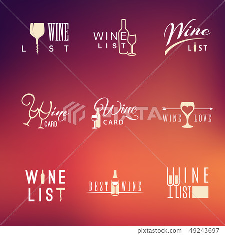 Vector flat wine label or winery logo template set 49243697