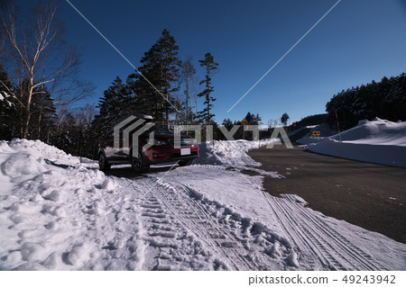 Run on the snowy road Hida Ontake Weeping Sakura Highway with SUV Run on the snowy road Hida Ontake Weeping Sakura Highway with SUV 49243942