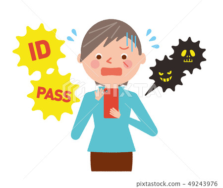 Female senior smartphone information leak illustration vector Female senior smartphone information leak illustration vector 49243976