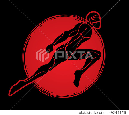 Superhero flying action, Cartoon superhero man 49244156