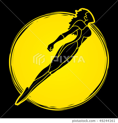 Superhero flying action, Cartoon superhero woman  49244161