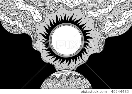 sun universe power art vector hand drawing 49244483