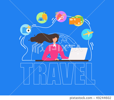 Summer Vacation Travel Planning Flat Vector Banner Summer Vacation Travel Planning Flat Vector Banner 49244602