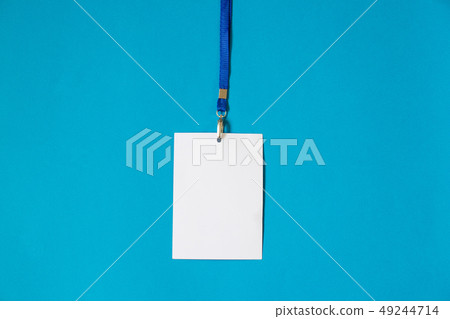Empty ID card badge icon with blue belt Empty ID card badge icon with blue belt 49244714