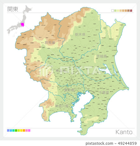 Map of Kanto, Kanto (contour, color coding) 49244859
