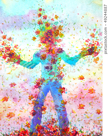 human head chakra power inspiration watercolor - Stock Illustration ...