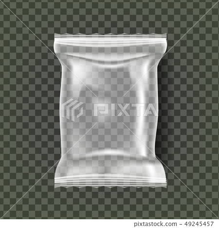 Plastic Snack Packaging Vector. Transparent Pillow Bag Wrap. Empty Product Polyethylene Mock Up Plastic Snack Packaging Vector. Transparent Pillow Bag Wrap. Empty Product Polyethylene Mock Up 49245457