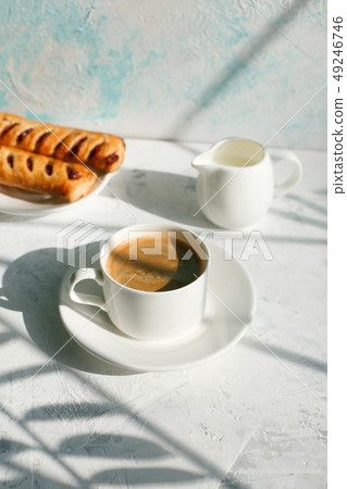 Early morning french home breakfast with coffee, 49246746