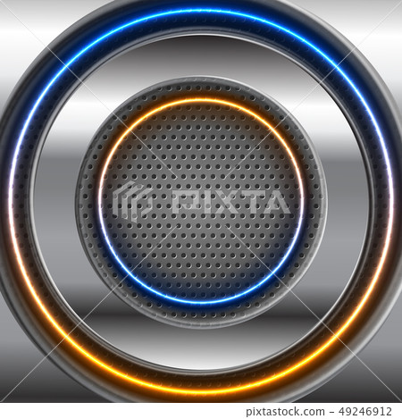 Metallic and glow neon circles on perforated 49246912