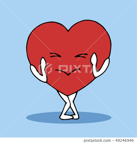 shy, surprised heart symbol vector hand drawn shy, surprised heart symbol vector hand drawn 49246946
