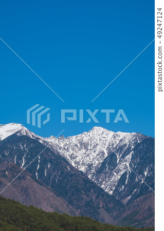 Stock Photo: Kiso Komagatake Snowfall Blue Sky Clear Sight Shinshu Central Alps Copy Space 49247124