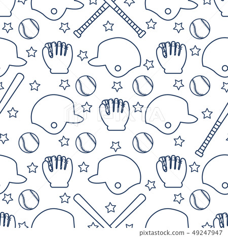 Vector sports seamless pattern Baseball equipment Vector sports seamless pattern Baseball equipment 49247947