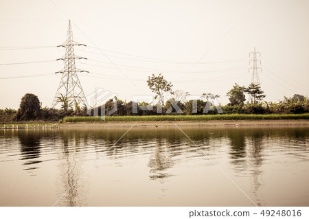 High voltage post of Electric Transmission tower High voltage post of Electric Transmission tower 49248016