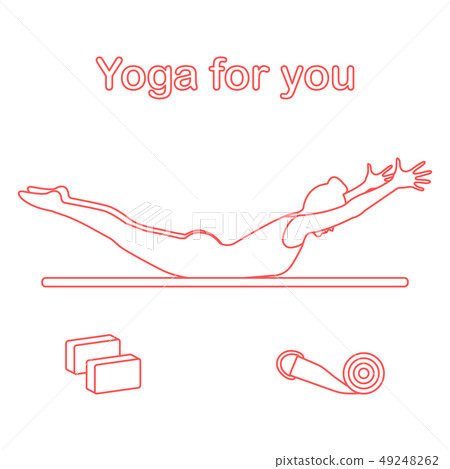 Sport Woman in yoga pose, blocks, belt for yoga. 49248262